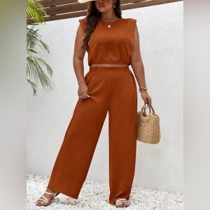 Women's Rust Wide-Leg Pants